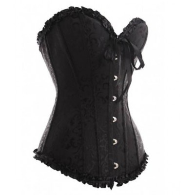 Corset damassé décolleté cœur noir