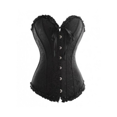 Corset damassé décolleté cœur noir