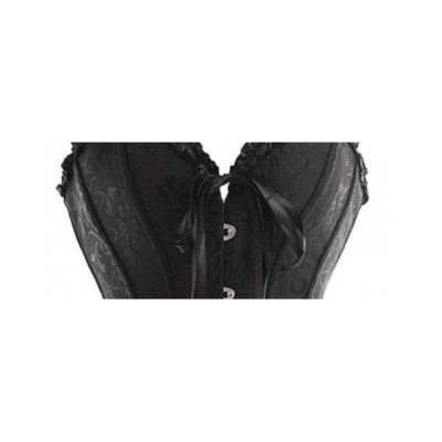 Corset damassé décolleté cœur noir