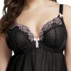 Nuisette Babydoll Elomi Betty décolleté plongeant noir