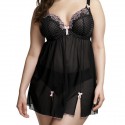 Nuisette Babydoll Elomi Betty décolleté plongeant noir