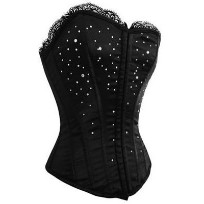 Corset en satin noir et strass Star