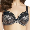 Soutien gorge à armatures plongeant Elomi Madison Noir et Argent