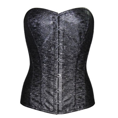 Corset grande taille en vinyl noir et argenté du 48 au 54