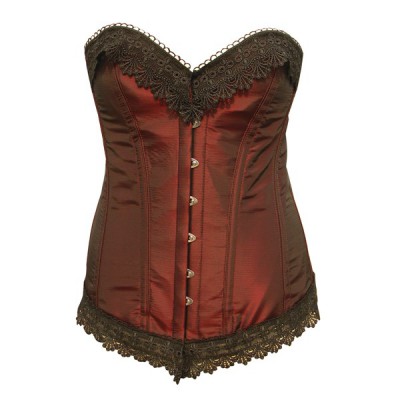 Corset en soie et dentelle Calamity marron