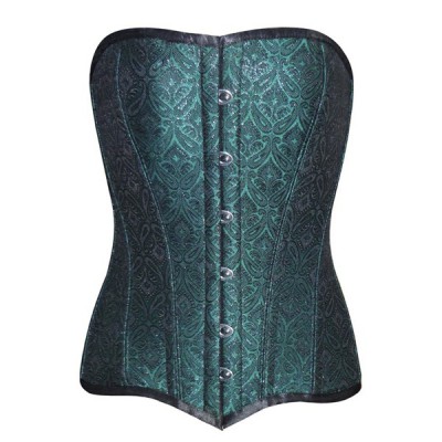 Corset en tissu brodé India vert