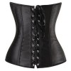 corset satin noir grande taille vue de dos avec laçage