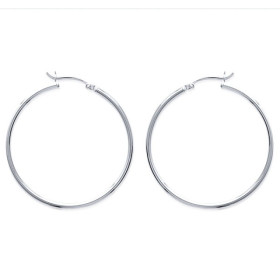 Boucles d'oreille créoles en argent rhodié 4cm