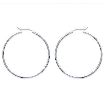 Boucles d'oreille créoles en argent rhodié 4cm