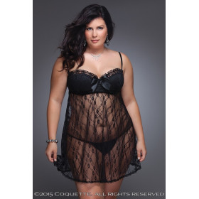 Nuisette Babydoll grande taille à armature Carla noire