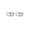 Boucles d'oreilles double cœur et strass en argent rhodié