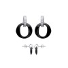 Boucles d'oreilles en argent rhodié céramique noire et strass