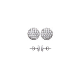 Boucles d'oreilles en argent rhodié et strass