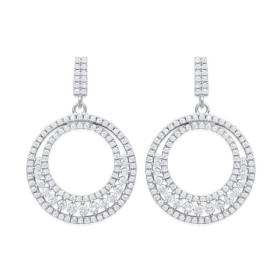 Boucles d'oreilles cercles argent rhodié et strass