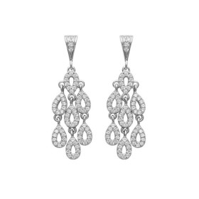 Boucles d'oreilles gouttelettes en argent rhodié et strass