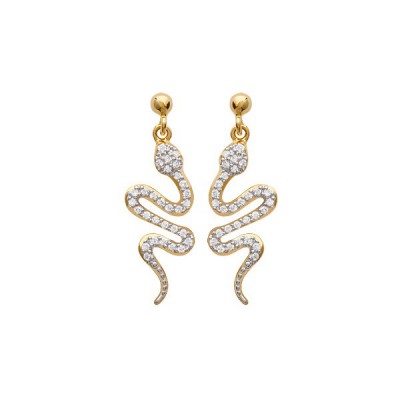 Boucles d'oreilles plaqué or serpents et strass