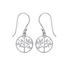 Boucles d'oreilles arbre de vie en argent rhodié