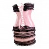 Corset et jupette en satin rose et dentelle noire Softy Pink