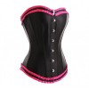 Corset satiné noir et liseré fuchsia Marquise