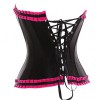 Corset satiné noir et liseré fuchsia Marquise