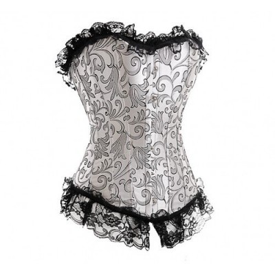 Corset en satin damassé argenté So Beauty