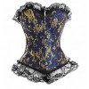 Corset brocart Flower Metal bleu et or