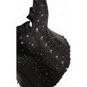 Corset en satin noir et strass Star