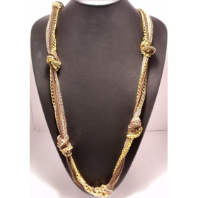 Collier tresse métal imitation cuir