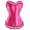 Corset victorien en satin rose et dentelle blanche