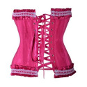 Corset victorien en satin rose et dentelle blanche