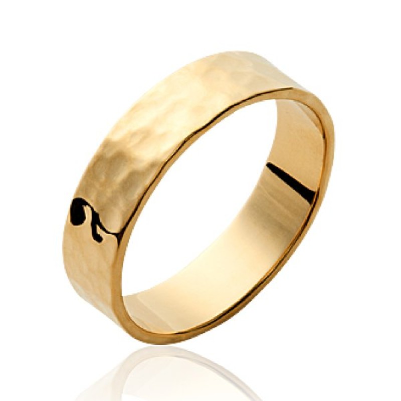 Bague alliance mariage martelée femme plaqué or jaune 18 carats