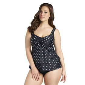 Tankini à volants et pois avec bretelles attachables autour du cou